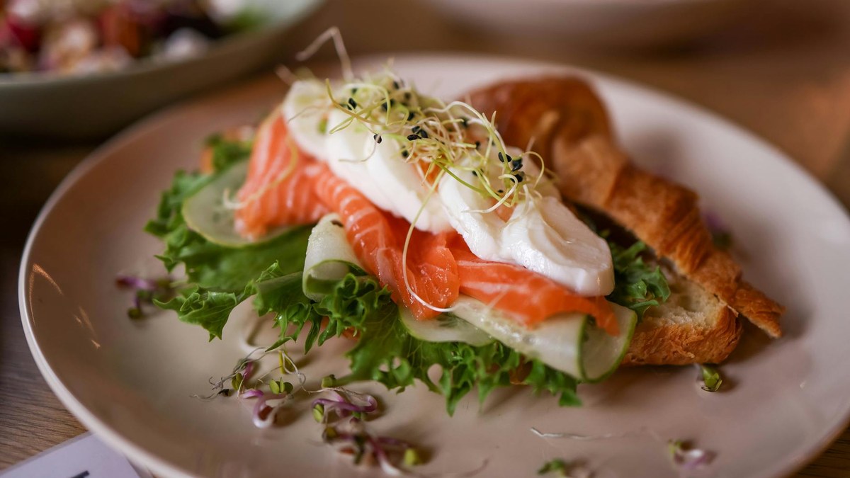 variety of healthy korean foods including salmon, eggs, and fortified milk