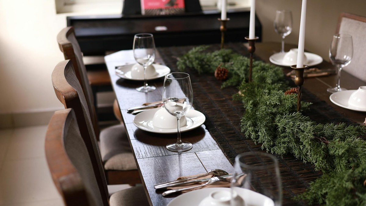 elegant western restaurant table setting for family dinner